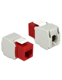 DELOCK Keystone Module RJ45 female, Cat.6 UTP, κόκκινο