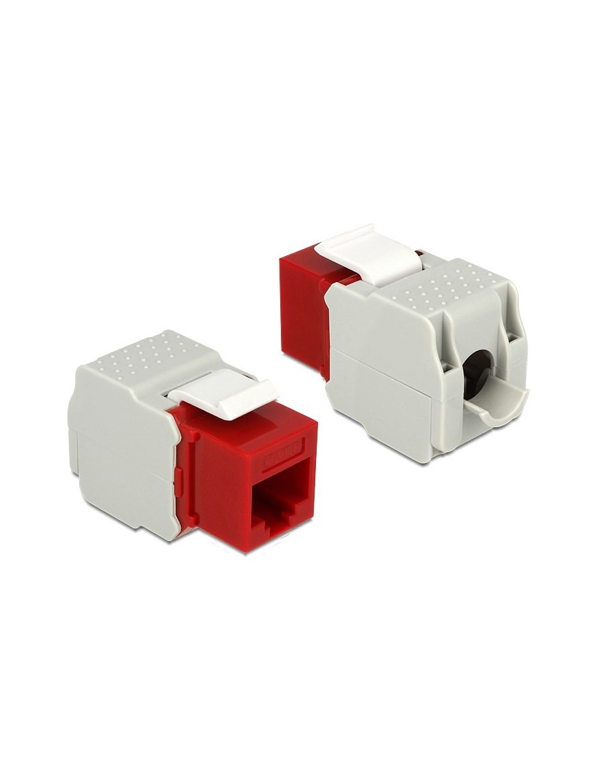 DELOCK Keystone Module RJ45 female, Cat.6 UTP, κόκκινο