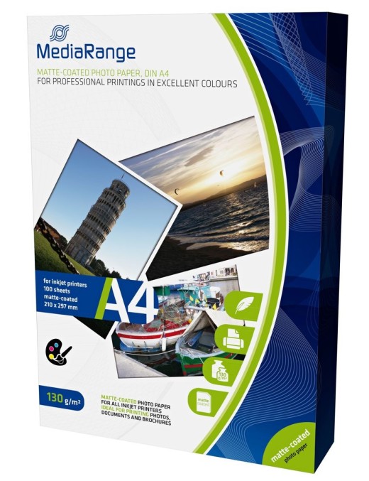 MEDIARANGE φωτογραφικό χαρτί DIN A4 PP MATT, 130g, 100τμχ