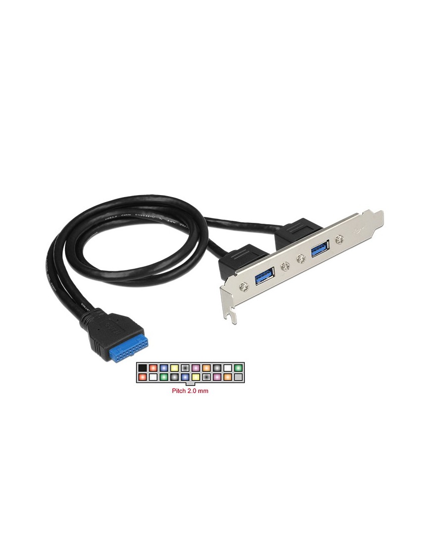 DELOCK Cable USB 3.0 2x Type-A female σε 19pin header female