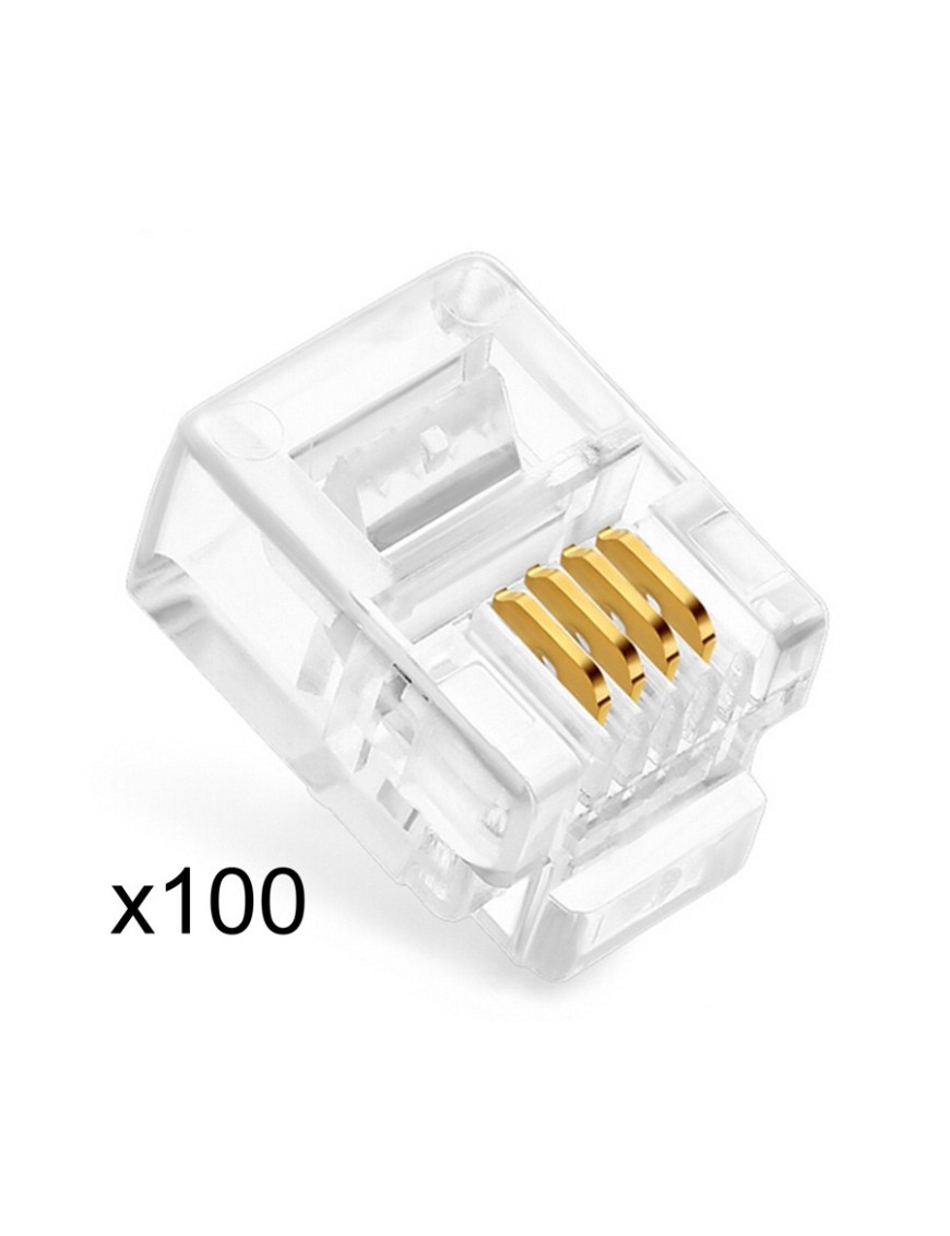 POWERTECH Plug Γραμμής Τηλεφώνου RJ11 6p4c, 100τεμ