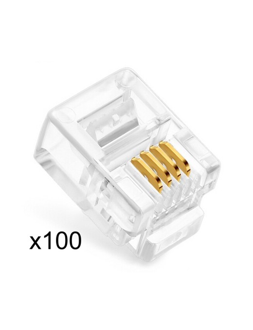 POWERTECH Plug Γραμμής Τηλεφώνου RJ11 6p4c, 100τεμ