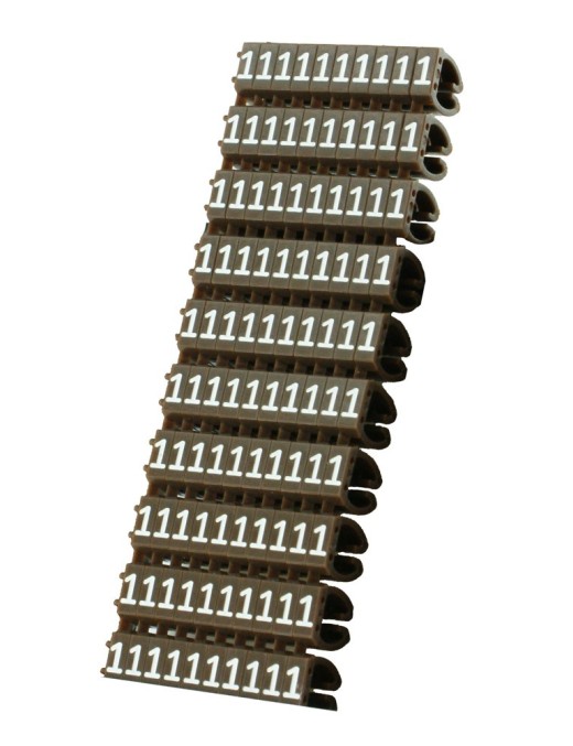 POWERTECH Clip αρίθμησης καλωδίου Νο 1, Brown, 10τεμ.