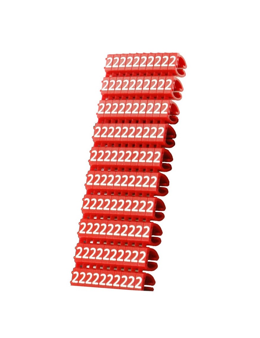 POWERTECH Clip αρίθμησης καλωδίου Νο 2, Red, 10τεμ.