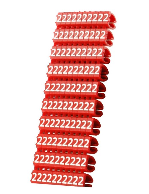 POWERTECH Clip αρίθμησης καλωδίου Νο 2, Red, 10τεμ.
