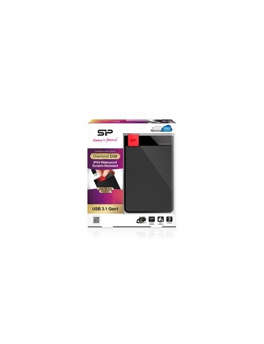 SILICON POWER Εξωτερικός HDD 1TB Diamond D30 D3S, USB 3.1, Black
