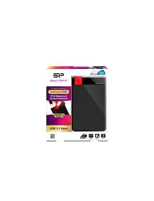 SILICON POWER Εξωτερικός HDD 1TB Diamond D30 D3S, USB 3.1, Black