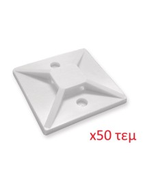 POWERTECH Αυτοκόλλητη βάση δεματικών, 30 x 30, 50τεμ, White
