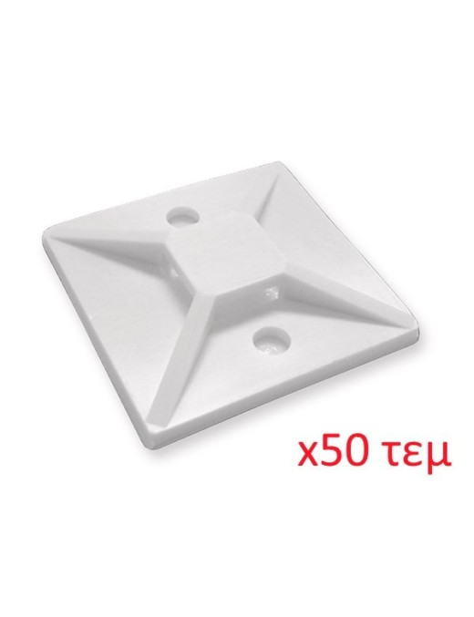 POWERTECH Αυτοκόλλητη βάση δεματικών, 30 x 30, 50τεμ, White