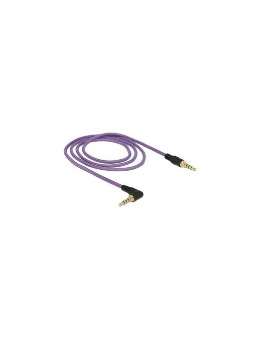 DELOCK καλώδιο Jack stereo σε Jack stereo 4pin 3.5mm, 90°, μωβ, 1m