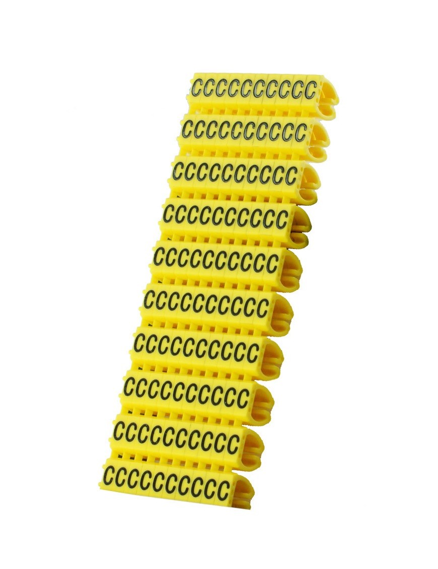 POWERTECH Clip αρίθμησης καλωδίου γράμμα C, Yellow, 10τεμ.