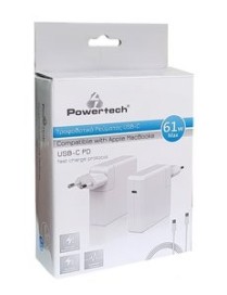 POWERTECH Φορτιστής laptop PT-704 για Apple, USB Type-C PD, 61W, λευκό