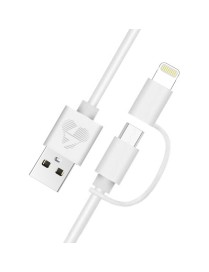 POWERTECH Καλώδιο USB σε Micro/Lightning prime PT-707, MFi, 1m, λευκό