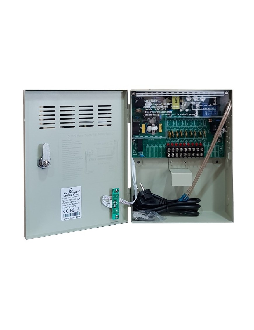 POWERTECH τροφοδοτικό CP1209-10A-B για CCTV-Alarm, DC12V 10A, 9 κανάλια