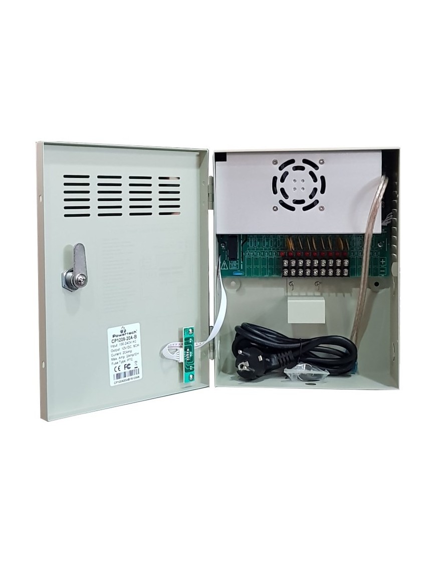 POWERTECH τροφοδοτικό CP1209-20A-B για CCTV-Alarm, DC12V 20A, 9 κανάλια