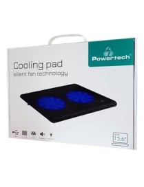 POWERTECH Βάση & ψύξη laptop PT-738 έως 15.6", 2x 125mm fan, LED, μαύρο
