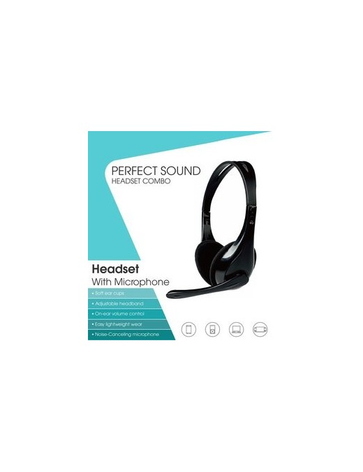 POWERTECH Headphones με μικρόφωνο PT-734 105dB, 40mm, 3.5mm, 1.8m, μαύρο