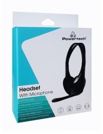 POWERTECH Headphones με μικρόφωνο PT-734 105dB, 40mm, 3.5mm, 1.8m, μαύρο