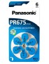 PANASONIC μπαταρίες ακουστικών βαρηκοΐας PR675, mercury free, 1.4V, 6τμχ