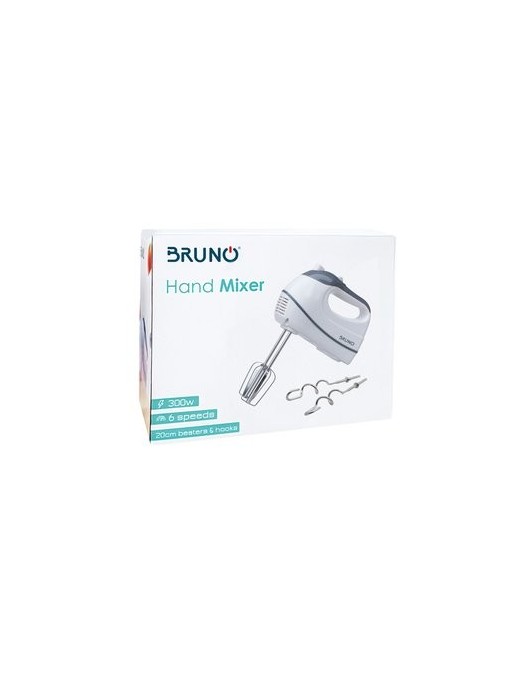 BRUNO Μίξερ χειρός, 6 ταχύτητες, 20cm αναδευτήρες & ζυμωτήρες, 300W