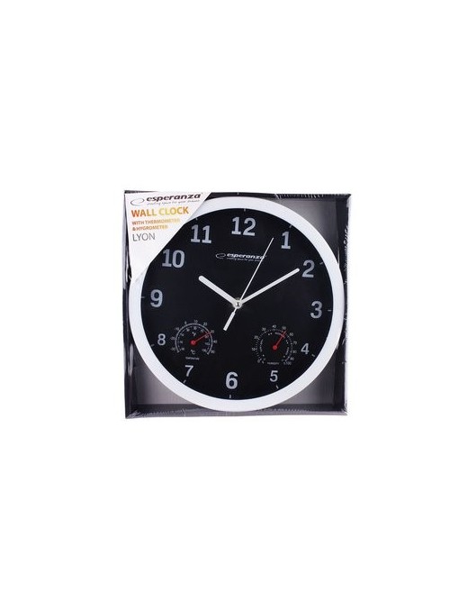ESPERANZA Ρολόι τοίχου Lyon EHC016K, θερμόμετρο/υγρόμετρο, 25cm, μαύρο