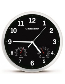 ESPERANZA Ρολόι τοίχου Lyon EHC016K, θερμόμετρο/υγρόμετρο, 25cm, μαύρο