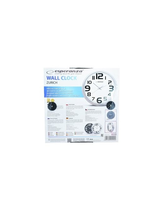 ESPERANZA Ρολόι τοίχου Zurich EHC013W, 25cm, λευκό