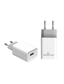 POWERTECH Φορτιστής τοίχου PT-761, 1x USB, 2.1A, λευκός
