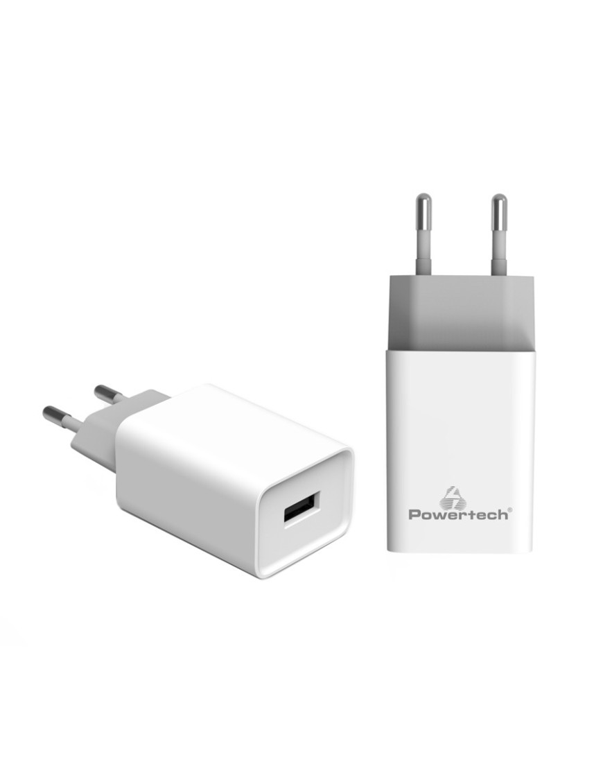 POWERTECH Φορτιστής τοίχου PT-761, 1x USB, 2.1A, λευκός
