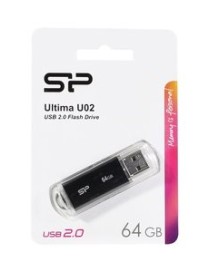 SILICON POWER USB Flash Drive Ultima U02, 64GB, USB 2.0, μαύρο
