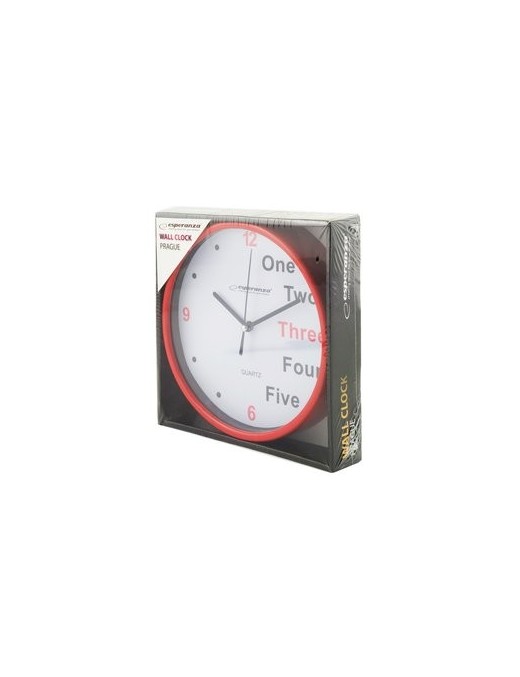 ESPERANZA Ρολόι τοίχου Prague EHC014R, 20cm, κόκκινο