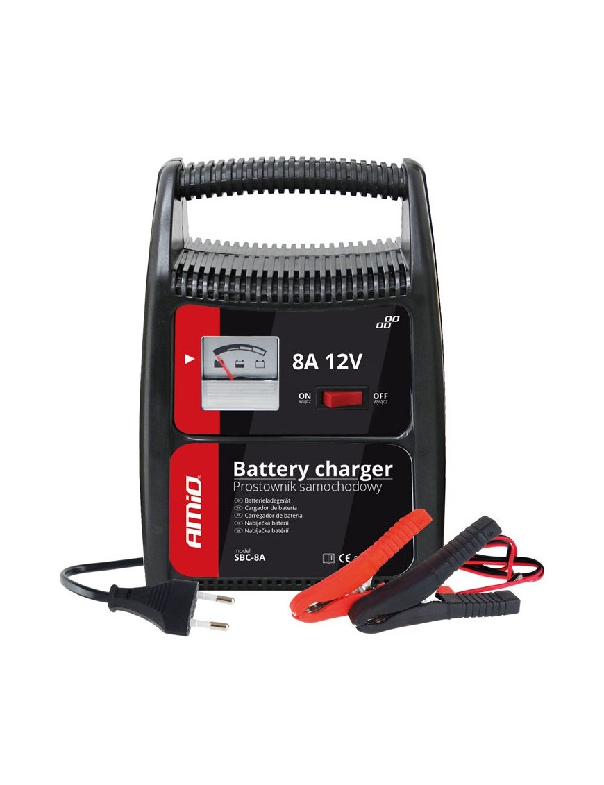 AMIO φορτιστής μπαταριών 12V/8A 02086, με αναλογική ένδειξη και ασφάλεια