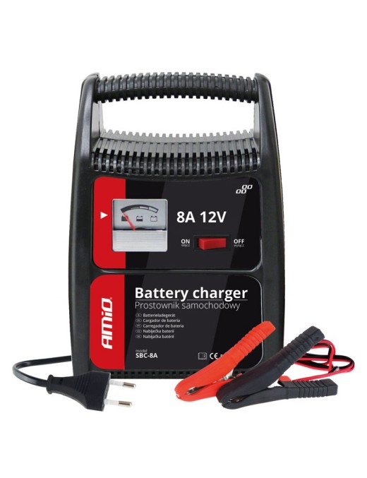 AMIO φορτιστής μπαταριών 12V/8A 02086, με αναλογική ένδειξη και ασφάλεια