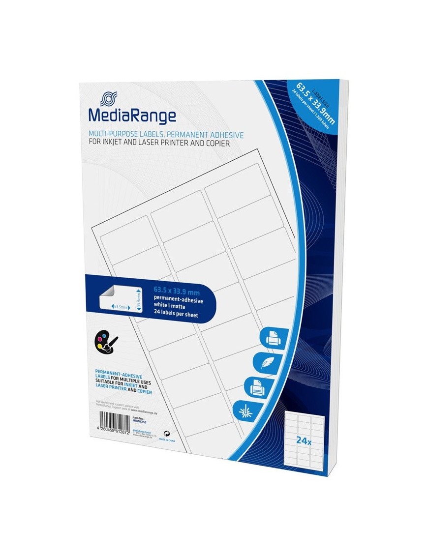 MEDIARANGE Ετικέτες πολλαπλών χρήσεων MRINK150, 63.5x33.9mm, 1200τμχ