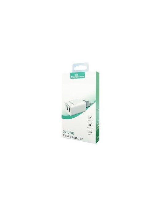 POWERTECH Φορτιστής τοίχου PT-778, 2x USB, 2.1A, λευκός