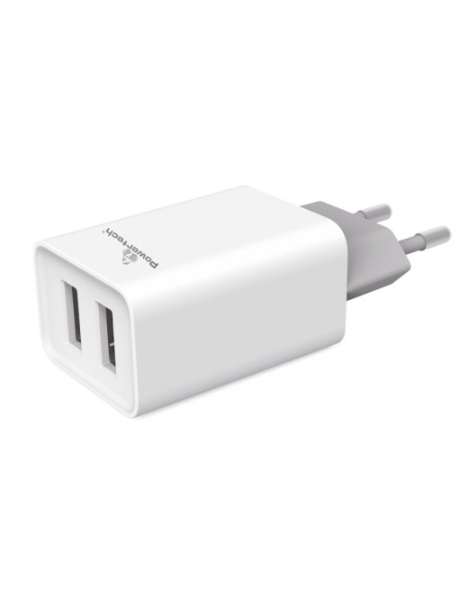 POWERTECH Φορτιστής τοίχου PT-778, 2x USB, 2.1A, λευκός