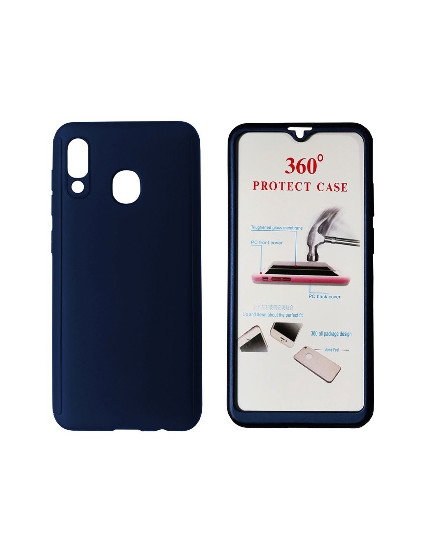 POWERTECH Θήκη Body 360° με Tempered Glass για Samsung A20, μπλε