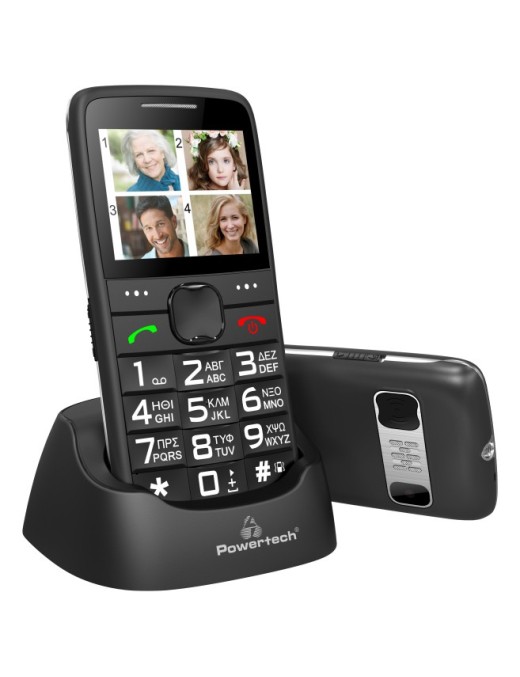 POWERTECH Κινητό Τηλέφωνο Sentry Eco PTM-18, SOS Call, με φακό, μαύρο