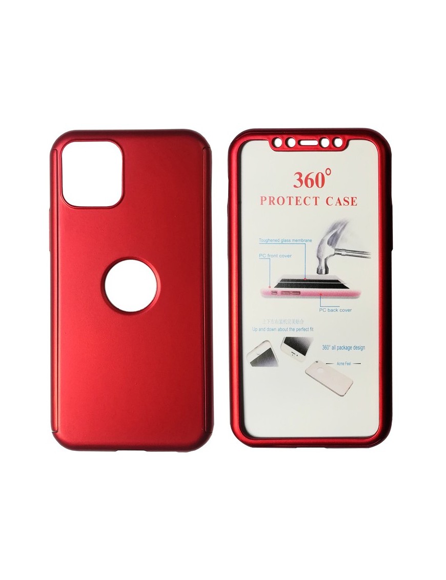 POWERTECH Θήκη Body 360° με Tempered Glass, iPhone 11 Pro Max, κόκκινη