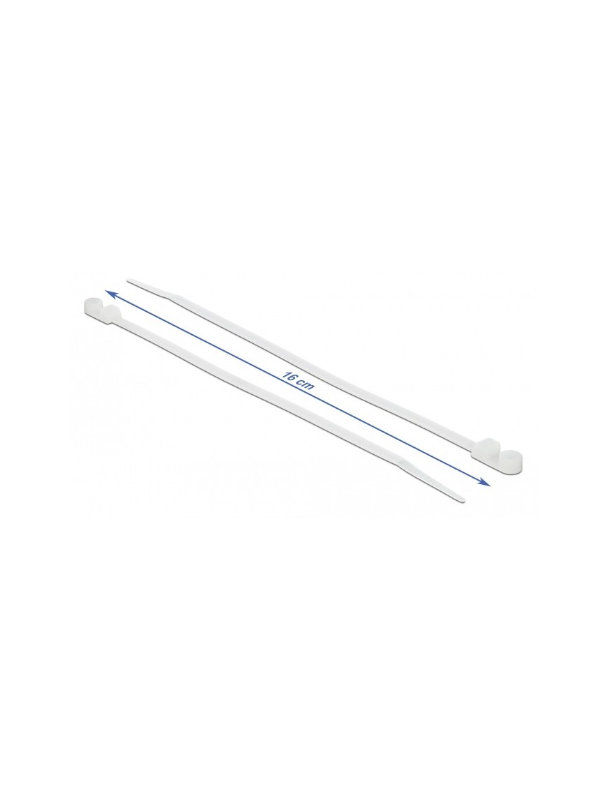 DELOCK Δεματικά καλωδίων 18944 με οπή στερέωσης, 160x4.8mm, λευκά, 10τμχ