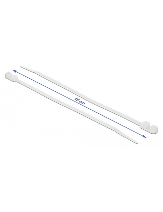 DELOCK Δεματικά καλωδίων 18944 με οπή στερέωσης, 160x4.8mm, λευκά, 10τμχ