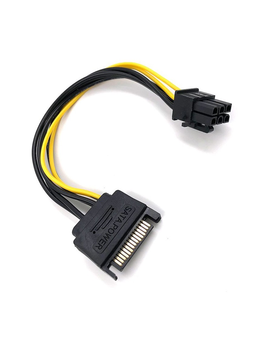 POWERTECH Καλώδιο SATA 8" 15pin σε PCI-E 6pin CAB-W032, 15cm