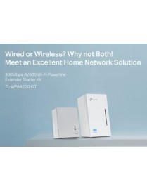 TP-LINK Wi-Fi AV600 Powerline Extender Kit TL-WPA4220, 300Mbps, Ver. 4.0
