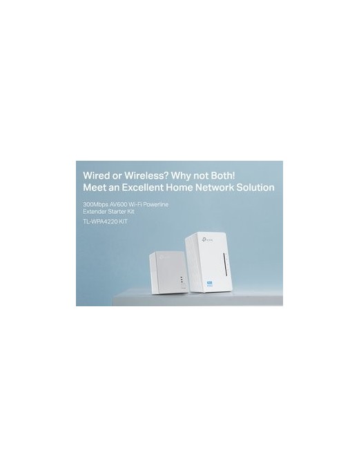 TP-LINK Wi-Fi AV600 Powerline Extender Kit TL-WPA4220, 300Mbps, Ver. 4.0
