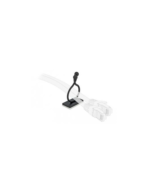 DELOCK Οργανωτής καλωδίων 60176 με αυτοκόλλητη βάση, μαύρο, 10τμχ