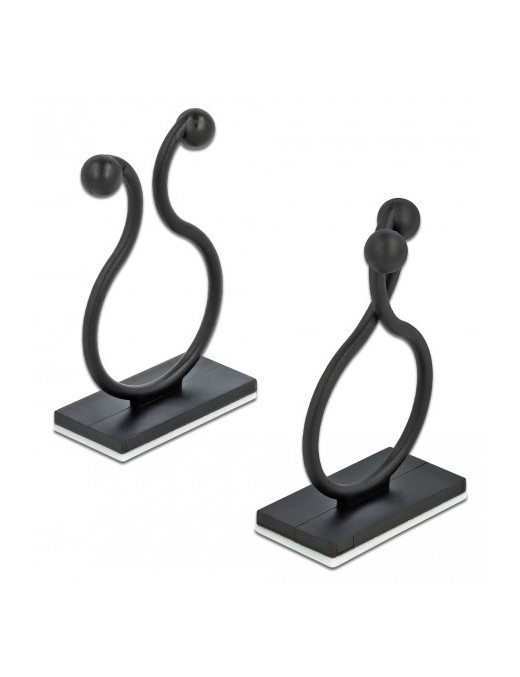 DELOCK Οργανωτής καλωδίων 60176 με αυτοκόλλητη βάση, μαύρο, 10τμχ