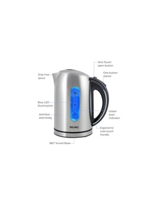BRUNO Ηλεκτρικός βραστήρας BRN-0028, 2200W, 1.7lt, βάση 360°, LED