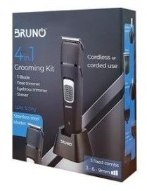 BRUNO Κουρευτική μηχανή 4 σε 1 BRN-0023, wet & dry, 6 εξαρτήματα, μαύρη