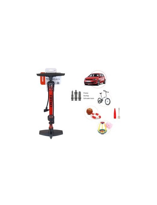 ΑΜΙΟ Τρόμπα αλουμινίου PU02, με μανόμετρο, 160PSI, κόκκινη