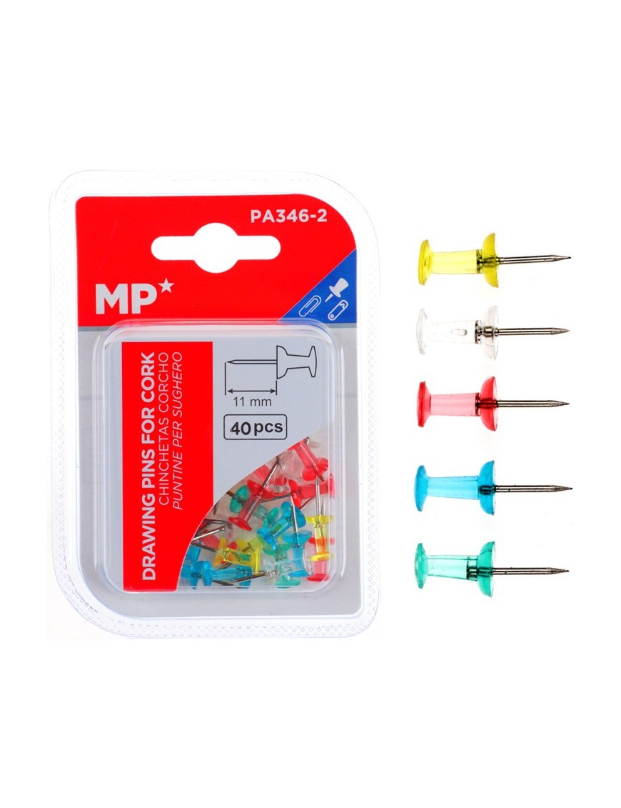 MP χρωματιστές πινέζες για πίνακα PA346-2, 11mm, 40τμχ